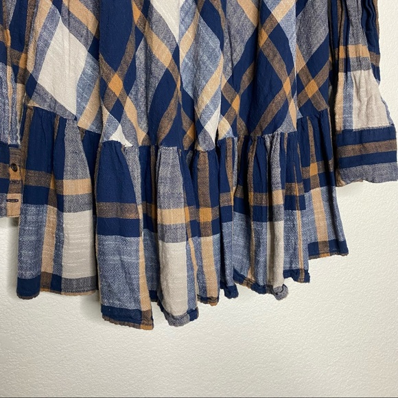 Free People Preppy in Plaid Ruffled Button Down - Picture 3 of 10